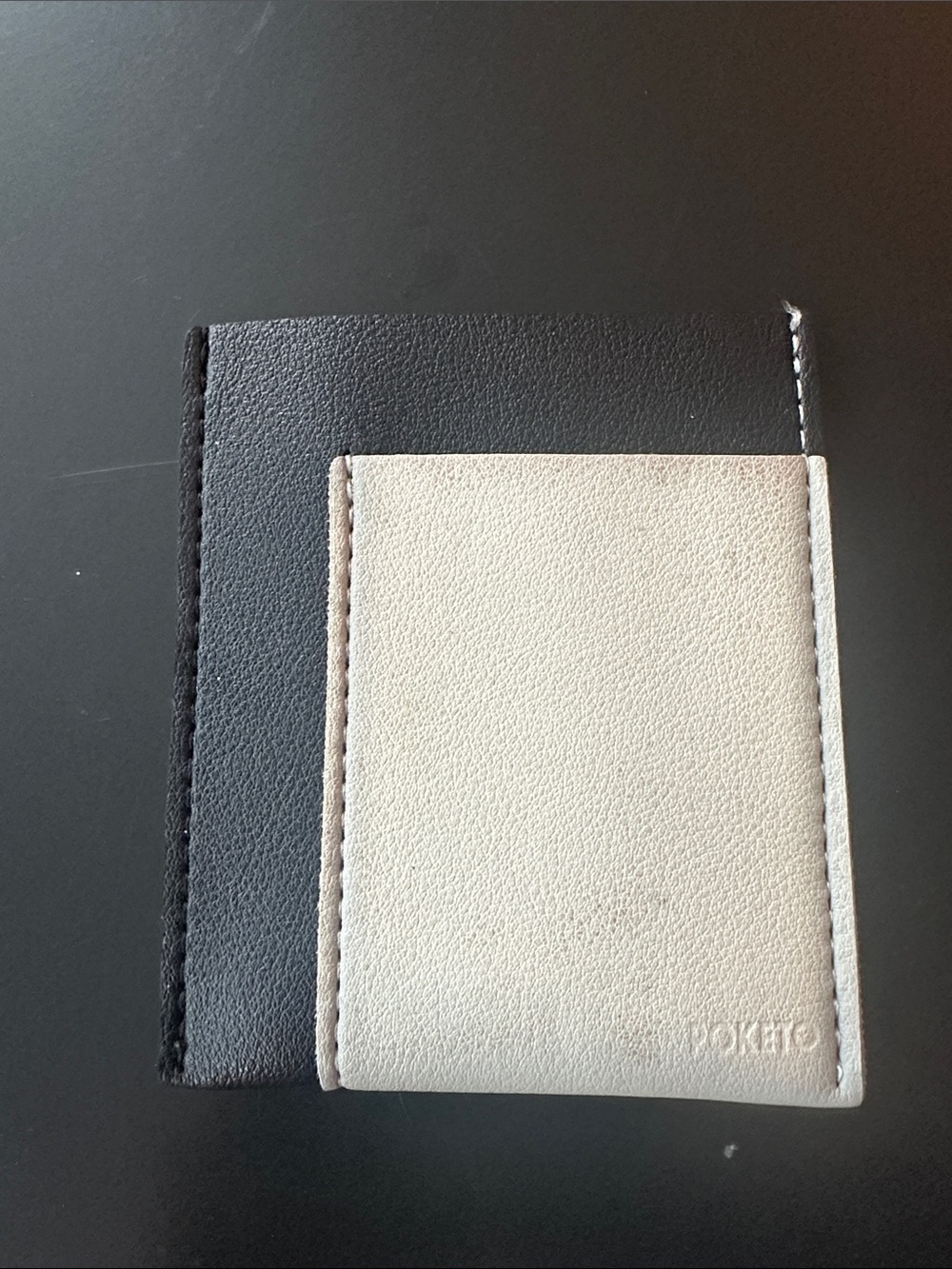 Poketo Two-Tone Black & Cream Slim Card & Key Holder